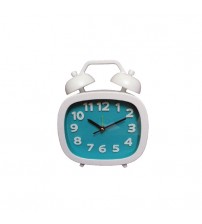 Cute Table Clock, Analog Alarm Clock, Sea Green and White Color